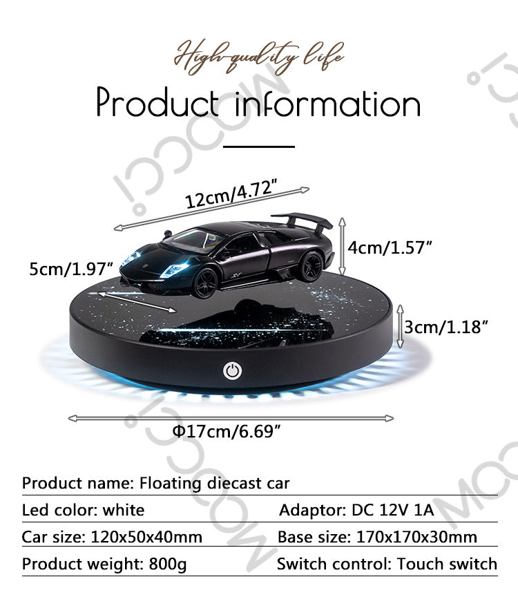 Figrhub® Magnetic Floating Diecast Car Vehicle with LED 1:36 scale